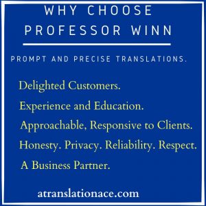 Choose Professor Winn for Translations in Orlando